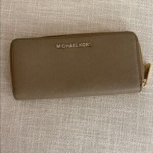 Michael Kors Beige Zip-Around Wallet